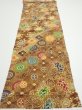 Photo5: 3K02z70  Japanese Kimono Crepe Silk  FABRIC Flowers Yellow-Brown 39.4x14.0 (5)