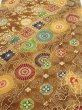 Photo1: 3K04z100  Japanese Kimono Crepe Silk  FABRIC Flowers Yellow-Brown 62.6x14.2 (1)