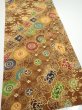 Photo2: 3K04z100  Japanese Kimono Crepe Silk  FABRIC Flowers Yellow-Brown 62.6x14.2 (2)