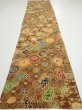 Photo5: 3K06z100  Japanese Kimono Crepe Silk  FABRIC Flowers Yellow-Brown 61.4x14.0 (5)