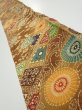 Photo1: 3K08z50  Japanese Kimono Crepe Silk  FABRIC Flowers Yellow-Brown 56.7x7.1 (1)