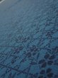 Photo4: 3K04z110  Japanese Kimono Crepe Silk  FABRIC Flowers Dark cyan blue 64.2x14.2 (4)
