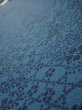 Photo4: 3K07z60  Japanese Kimono Crepe Silk  FABRIC Flowers Dark cyan blue 59.4x7.5 (4)