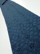 Photo1: 3K09z70  Japanese Kimono Crepe Silk  FABRIC Flowers Dark cyan blue 80.7x6.5 (1)