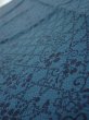 Photo5: 3K10z30  Japanese Kimono Crepe Silk  FABRIC Flowers Dark cyan blue 37.8x6.5 (5)