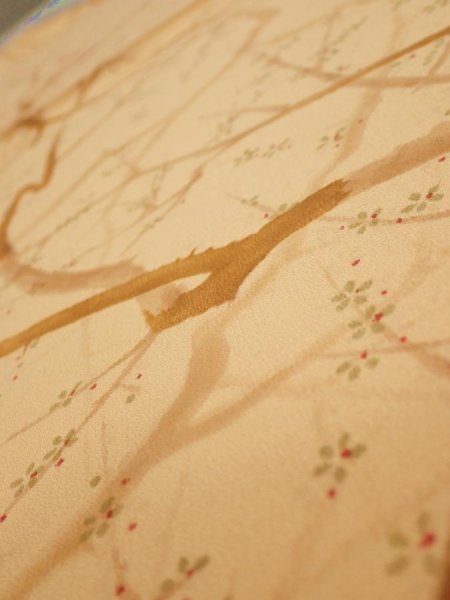 Photo4: 3K01z50  Japanese Kimono Silk  FABRIC Branch Yellow-Orange 39.4x14.4 (4)