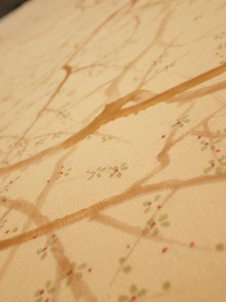 Photo4: 3K03z80  Japanese Kimono Silk  FABRIC Branch Yellow-Orange 63.8x14.4 (4)