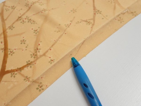 Photo7: 3K07z40  Japanese Kimono Silk  FABRIC Branch Yellow-Orange 57.1x7.1 (7)