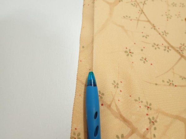Photo6: 3K08z40  Japanese Kimono Silk  FABRIC Branch Yellow-Orange 57.5x7.1 (6)