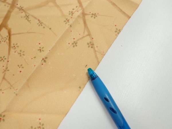 Photo6: 3K09z50  Japanese Kimono Silk  FABRIC Branch Yellow-Orange 80.3x7.1 (6)