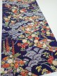 Photo2: 3K04z80  Japanese Kimono Silk  FABRIC Flowers Navy 63.0x14.6 (2)