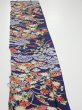 Photo3: 3K07z40  Japanese Kimono Silk  FABRIC Flowers Navy 58.3x7.5 (3)