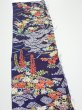 Photo3: 3K10z30  Japanese Kimono Silk  FABRIC Flowers Navy 35.8x6.7 (3)