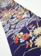 Photo4: 3K10z30  Japanese Kimono Silk  FABRIC Flowers Navy 35.8x6.7 (4)