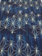 Photo1: 3K01z50  Japanese Kimono Silk TSUMUGI FABRIC Asanoha Dark navy 41.7x14.2 (1)