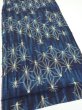 Photo2: 3K02z50  Japanese Kimono Silk TSUMUGI FABRIC Asanoha Dark navy 41.7x14.2 (2)