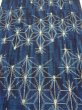 Photo1: 3K03z70  Japanese Kimono Silk TSUMUGI FABRIC Asanoha Dark navy 62.2x14.2 (1)
