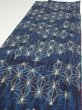 Photo3: 3K03z70  Japanese Kimono Silk TSUMUGI FABRIC Asanoha Dark navy 62.2x14.2 (3)