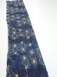Photo2: 3K08z  Japanese Kimono Silk TSUMUGI FABRIC Asanoha Dark navy (2)