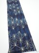 Photo3: 3K08z  Japanese Kimono Silk TSUMUGI FABRIC Asanoha Dark navy (3)