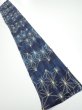 Photo5: 3K08z  Japanese Kimono Silk TSUMUGI FABRIC Asanoha Dark navy (5)