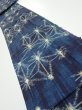Photo1: 3K09z40  Japanese Kimono Silk TSUMUGI FABRIC Asanoha Dark navy 78.7x6.7 (1)