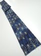 Photo5: 3K09z40  Japanese Kimono Silk TSUMUGI FABRIC Asanoha Dark navy 78.7x6.7 (5)