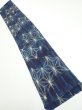 Photo1: 3K10z20  Japanese Kimono Silk TSUMUGI FABRIC Asanoha Dark navy 38.6x6.7 (1)