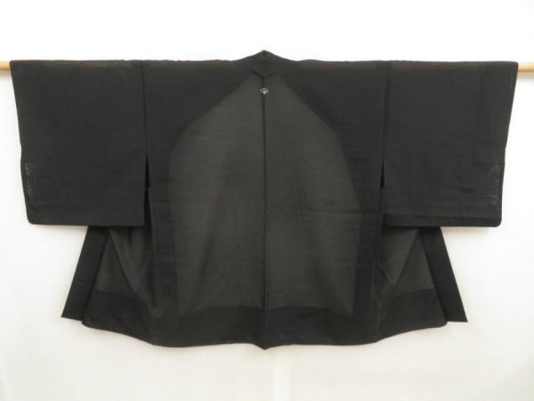 Photo5: 5509T01z240 Vintage Japanese Kimono Silk See through HAORI  Black (5)