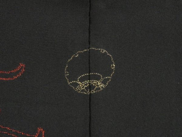 Photo5: 5509T03z760 Vintage Japanese Kimono Silk HAORI Chrysanthemum Black (5)