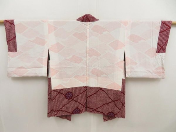 Photo6: 5509T06z440 Vintage Japanese Kimono Silk SHIBORI HAORI Flower Purple-Brown (6)