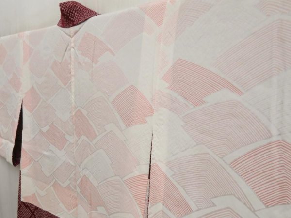 Photo7: 5509T06z440 Vintage Japanese Kimono Silk SHIBORI HAORI Flower Purple-Brown (7)