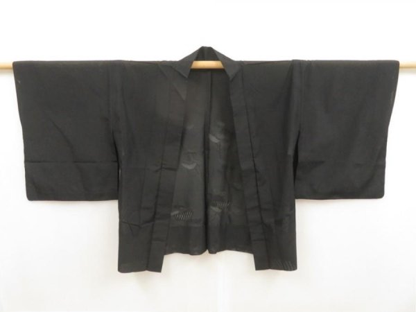 Photo2: 5509T07z240 Vintage Japanese Kimono Silk See through HAORI Tree Black (2)