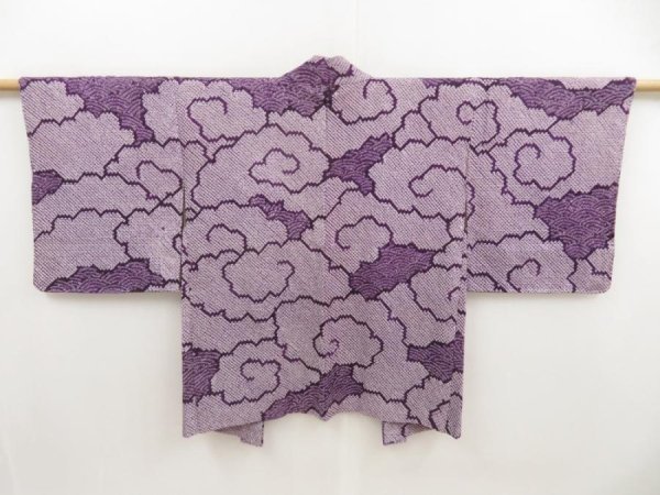 Photo1: 5509T08z470 Vintage Japanese Kimono Silk SHIBORI HAORI Cloud Grape (1)