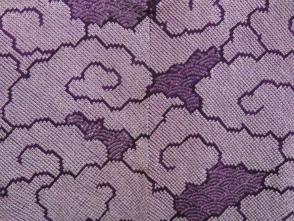 Photo3: 5509T08z470 Vintage Japanese Kimono Silk SHIBORI HAORI Cloud Grape (3)