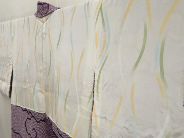 Photo7: 5509T08z470 Vintage Japanese Kimono Silk SHIBORI HAORI Cloud Grape (7)