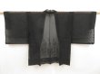 Photo1: 5509T09z210 Vintage Japanese Kimono Silk See through HAORI Flower Black (1)