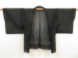 Photo2: 5509T09z210 Vintage Japanese Kimono Silk See through HAORI Flower Black (2)