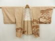 Photo5: 5509T10z480 Vintage Japanese Kimono Silk SHIBORI HAORI Flower Light brown (5)