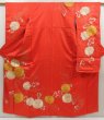 Photo1: 5509T11z1020 Vintage Japanese Kimono Silk FURISODE Tomato red (1)