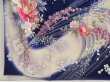 Photo4: 5509T12z1120 Vintage Japanese Kimono Silk FURISODE Flowers Dark lavender blue (4)