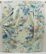 Photo1: 5509T14z1140 Vintage Japanese Kimono Silk FURISODE Bird Light blue (1)