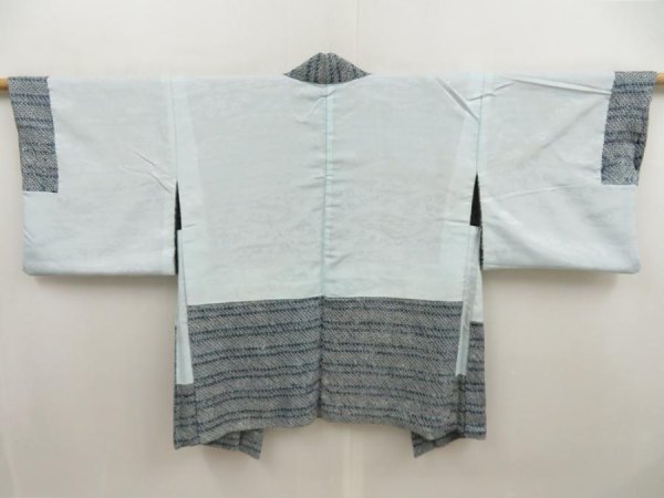 Photo8: 5510T01z450 Vintage Japanese Kimono Silk SHIBORI HAORI  Blue-Gray (8)