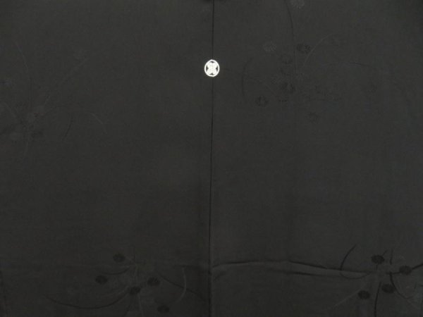 Photo3: 5510T03z580 Vintage Japanese Kimono Silk HAORI Flower Black (3)