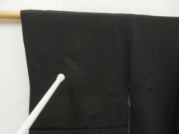Photo7: 5510T03z580 Vintage Japanese Kimono Silk HAORI Flower Black (7)