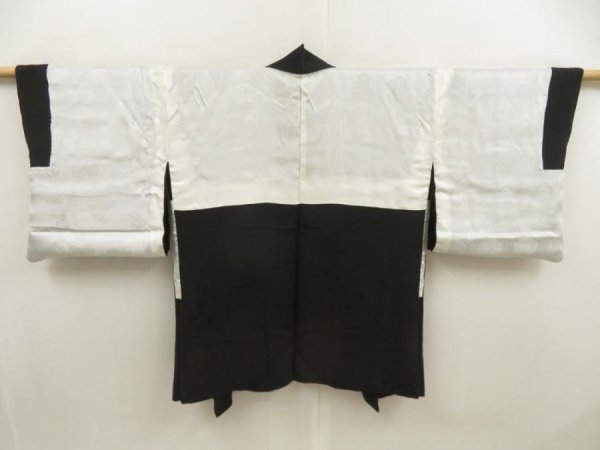 Photo8: 5510T03z580 Vintage Japanese Kimono Silk HAORI Flower Black (8)