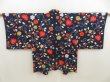 Photo1: 5510T05z610 Vintage Japanese Kimono Silk HAORI Maple Dark navy (1)