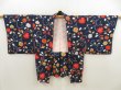 Photo4: 5510T05z610 Vintage Japanese Kimono Silk HAORI Maple Dark navy (4)