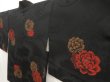 Photo1: 5510T06z530 Vintage Japanese Kimono Silk HAORI Peony Black (1)