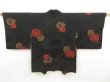 Photo2: 5510T06z530 Vintage Japanese Kimono Silk HAORI Peony Black (2)